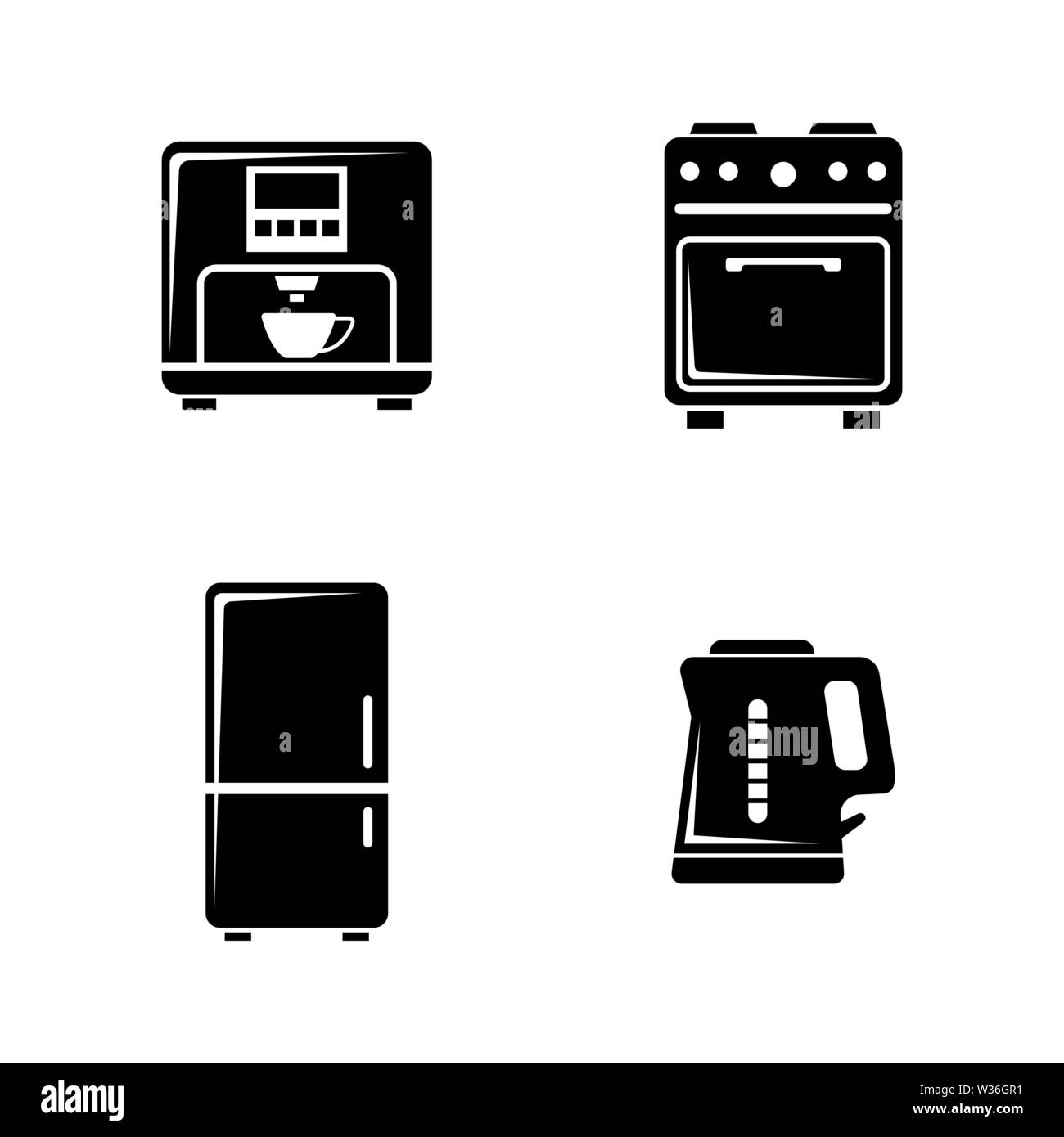 Kitchenware. Simple Related Vector Icons Set for Video, Mobile Apps, Web Sites, Print Projects and Your Design. Black Flat Illustration on White Backg Stock Vector