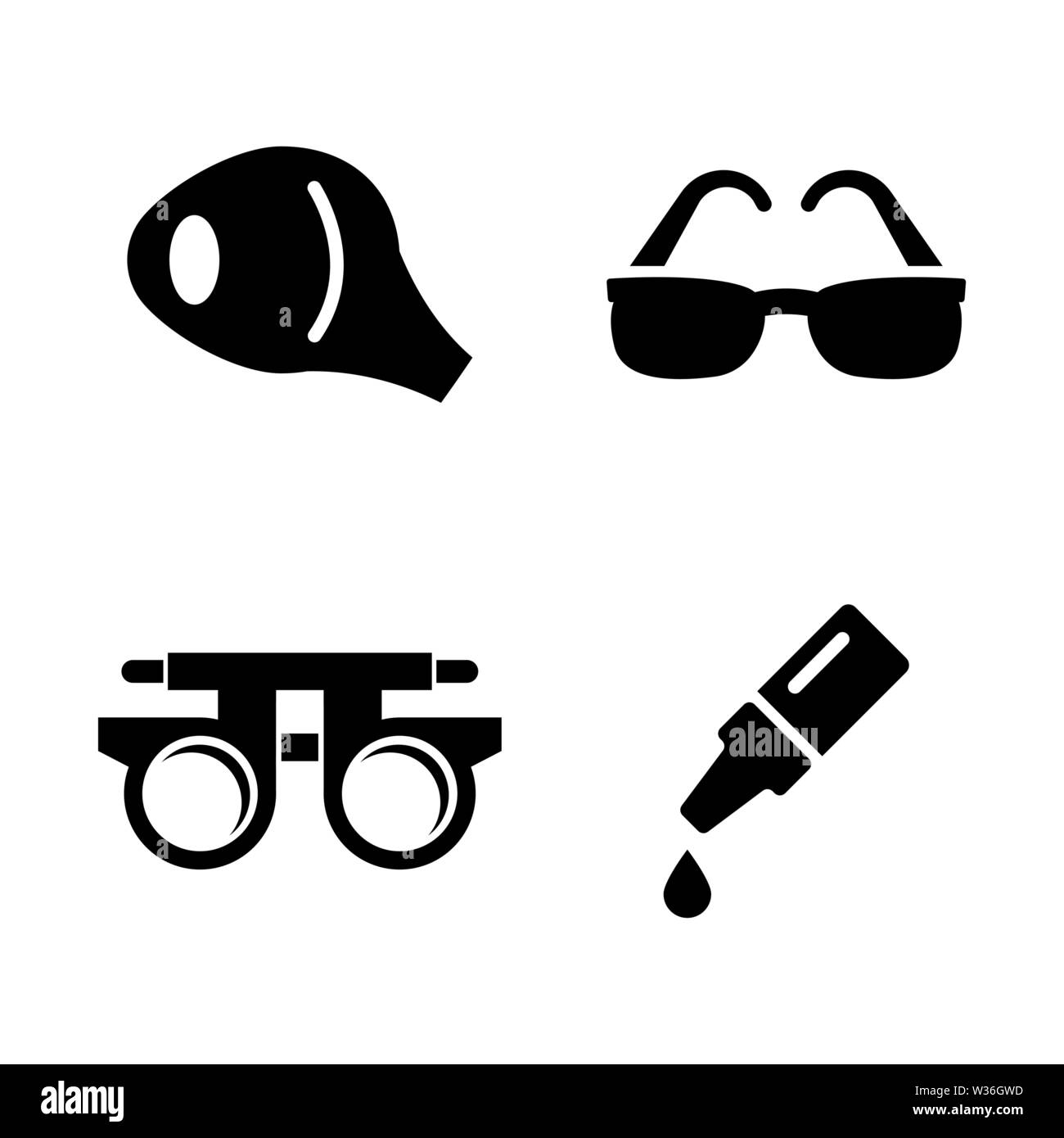Optometry, Vision. Simple Related Vector Icons Set for Video, Mobile Apps, Web Sites, Print Projects and Your Design. Optometry, Vision icon Black Fla Stock Vector