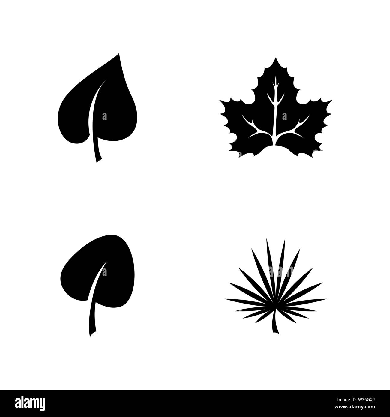 Leaf Organic Plant. Simple Related Vector Icons Set for Video, Mobile Apps, Web Sites, Print Projects and Your Design. Leaf Organic Plant icon Black F Stock Vector