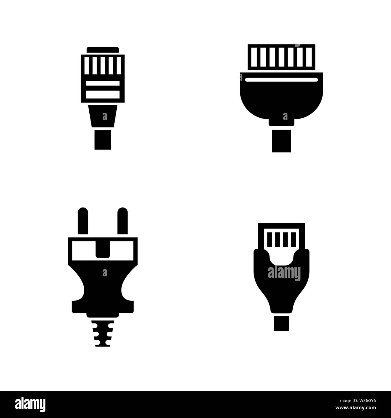 Cable Wire Computer Plug. Simple Related Vector Icons Set for Video