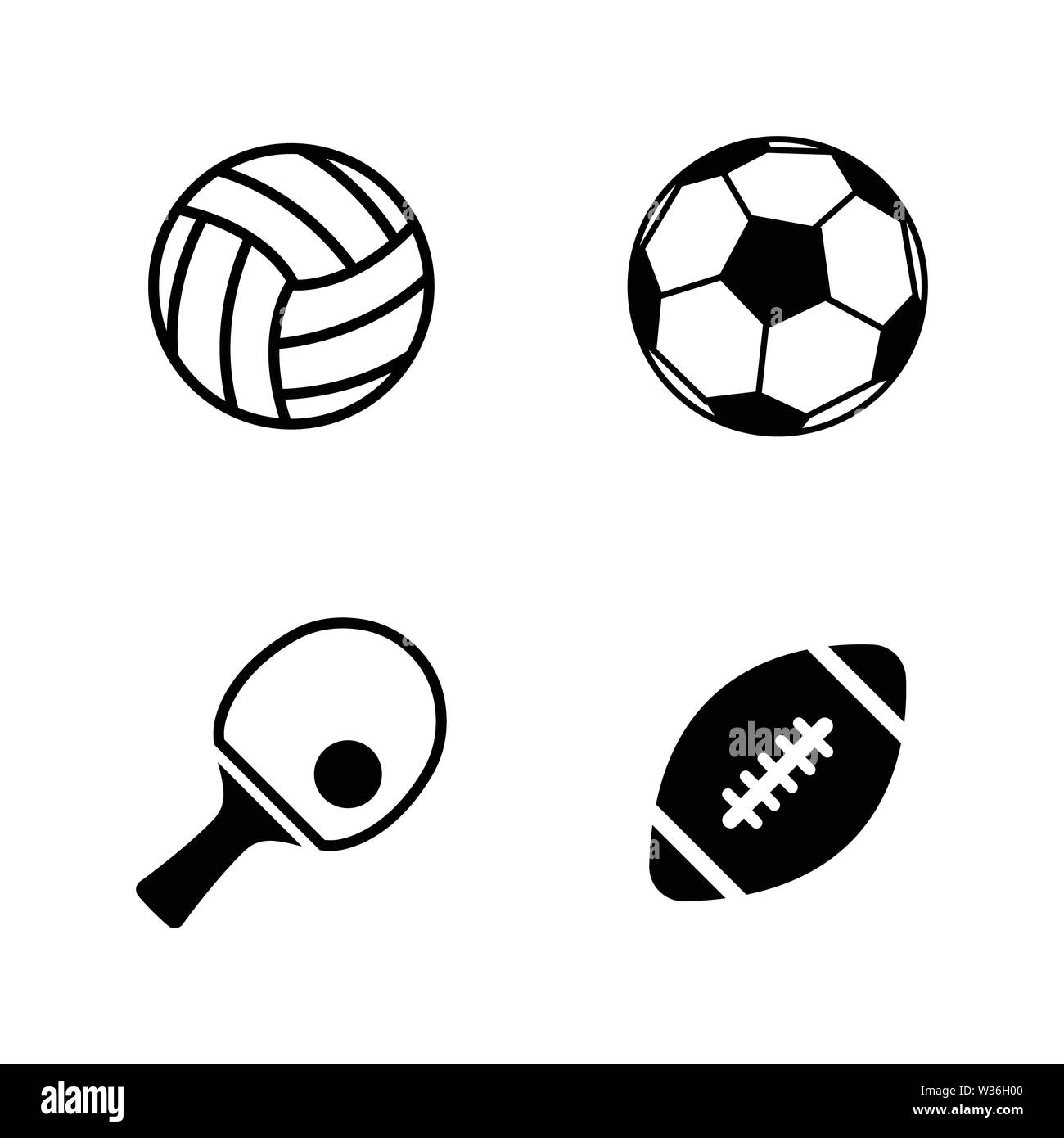 Sport Balls. Simple Related Vector Icons Set for Video, Mobile Apps, Web Sites, Print Projects and Your Design. Sport Balls icon Black Flat Illustrati Stock Vector