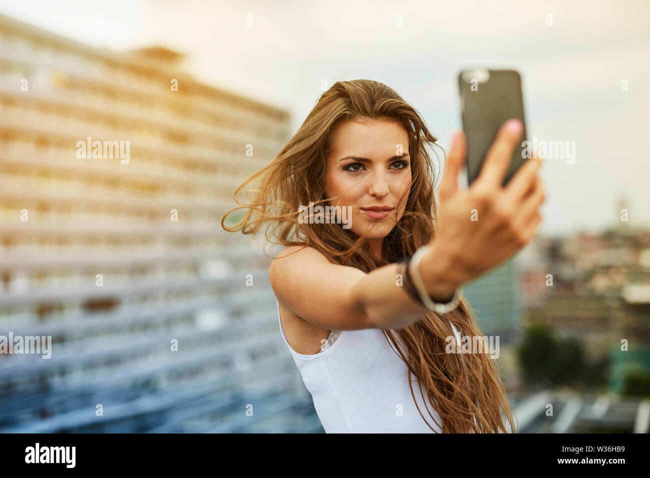 Woman taking selfie picture hi-res stock photography and images - Alamy