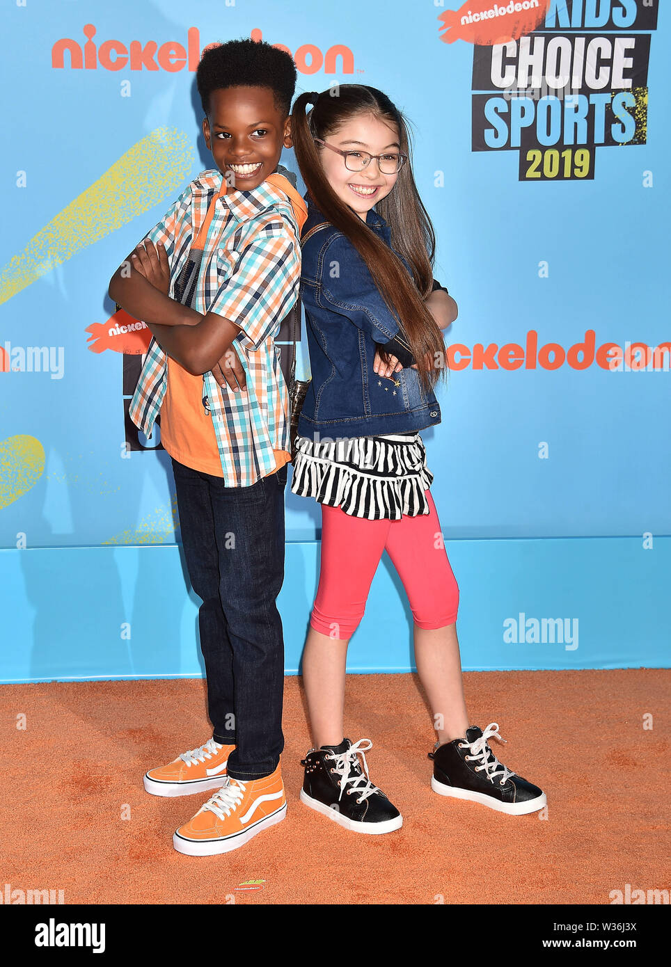 SANTA MONICA, CA - JULY 11: Jamir Vega (L) and Saya Watkins attend  Nickelodeon Kids' Choice Sports 2019 at Barker Hangar on July 11, 2019 in  Santa Monica, California Stock Photo - Alamy