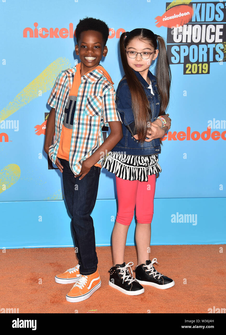SANTA MONICA, CA - JULY 11: Jamir Vega (L) and Saya Watkins attend  Nickelodeon Kids' Choice Sports 2019 at Barker Hangar on July 11, 2019 in  Santa Monica, California Stock Photo - Alamy