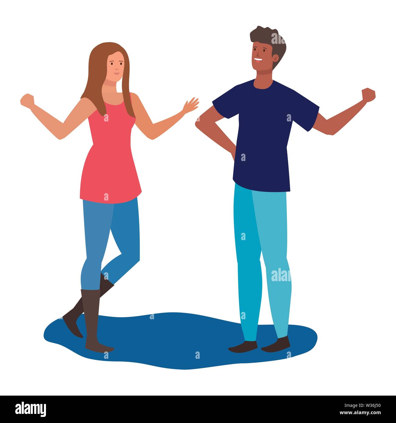 interracial lovers couple celebrating characters Stock Vector Image ...