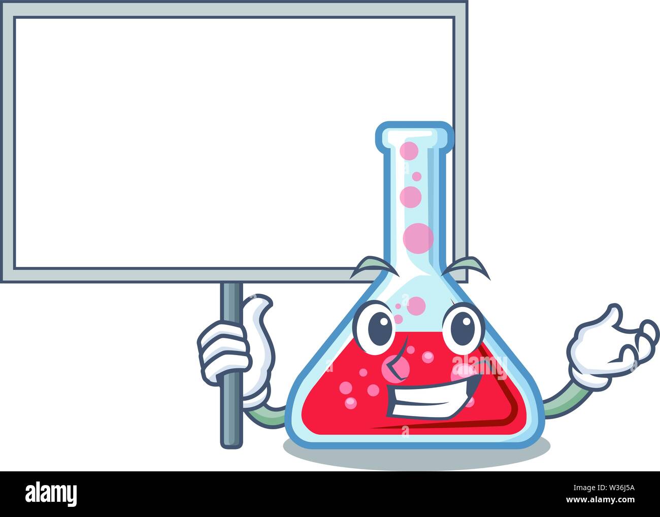 Bring board erlenmeyer flask isolated in the mascot Stock Vector
