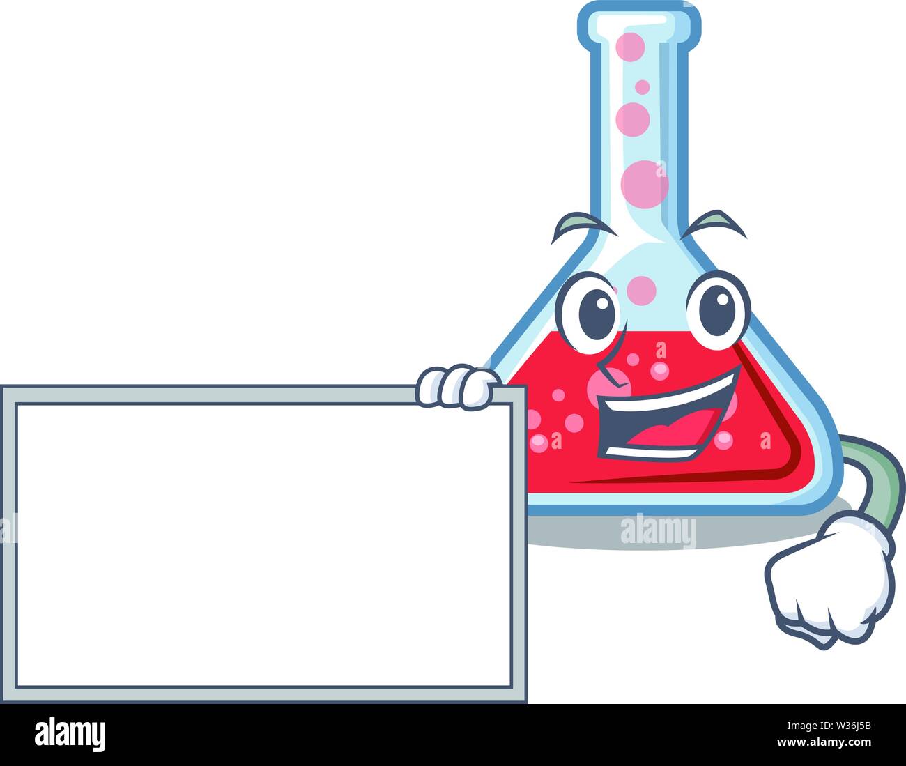 With board erlenmeyer flask isolated in the mascot Stock Vector