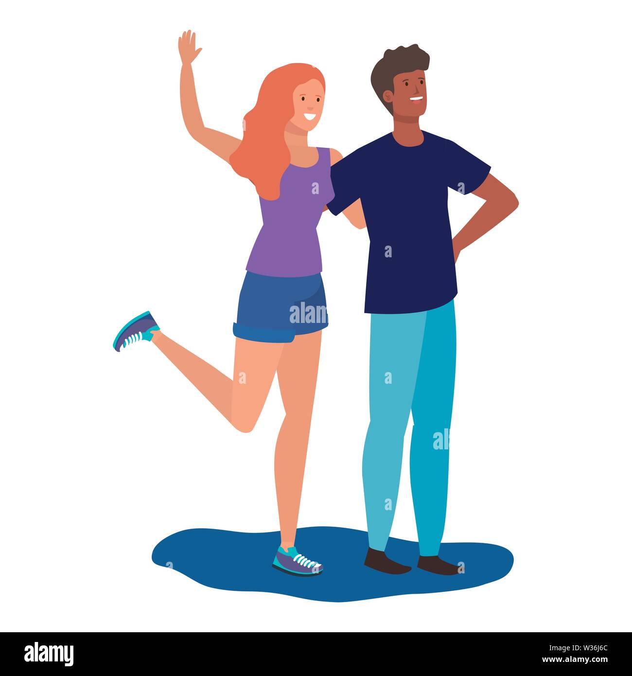 interracial lovers couple celebrating characters Stock Vector Image ...