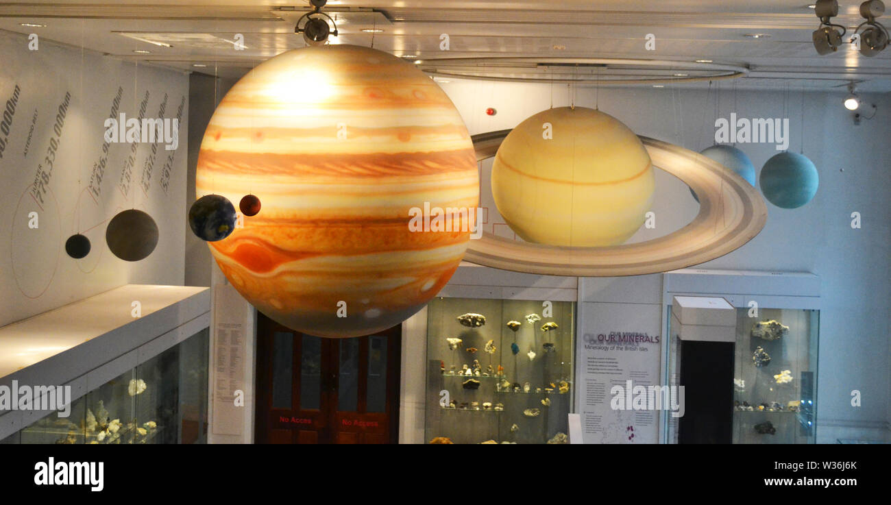 Space and the solar system exhibition inside Manchester Museum, UK. Part of the University of Manchester Stock Photo