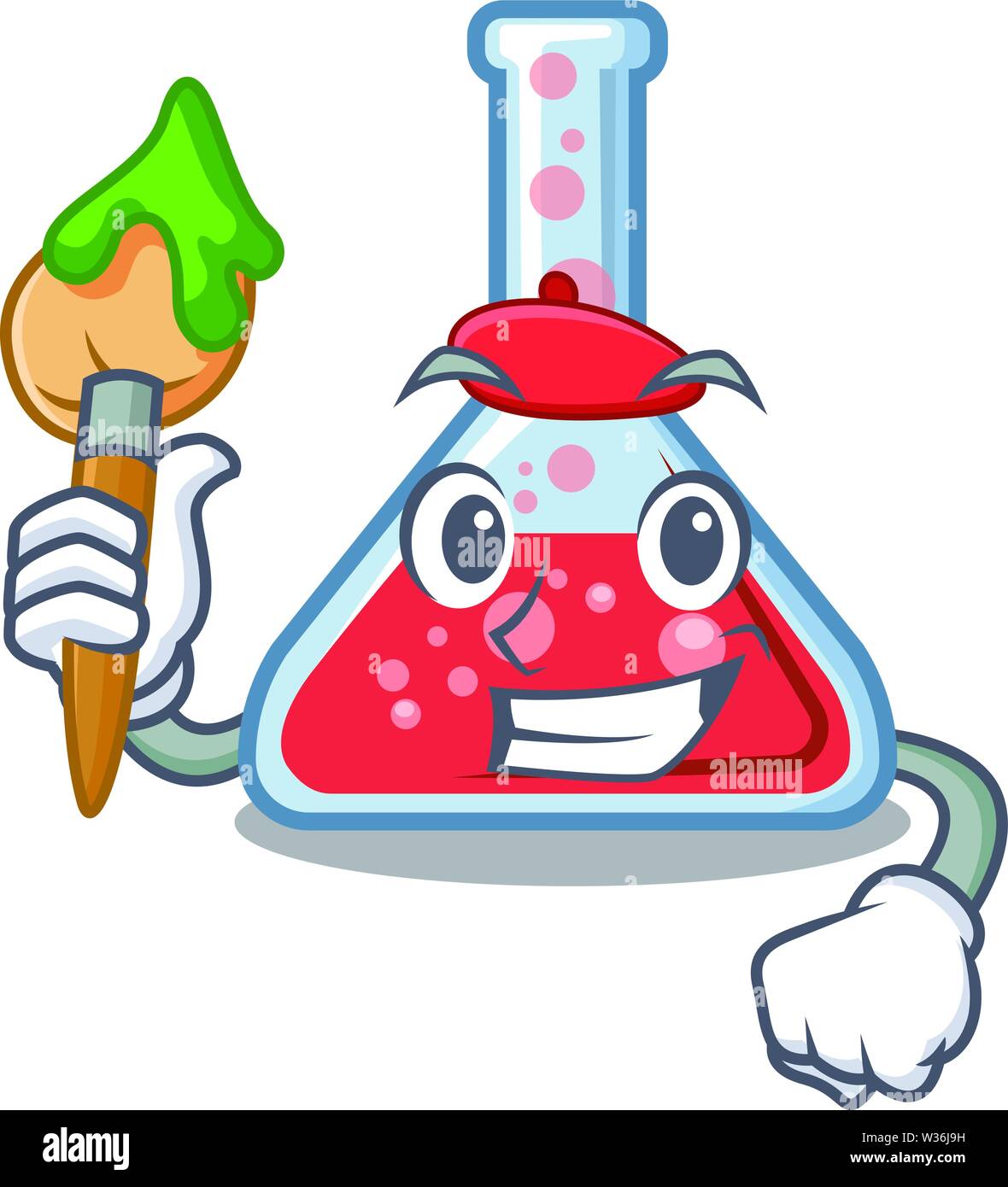 Artist erlenmeyer flask isolated in the mascot Stock Vector Image & Art