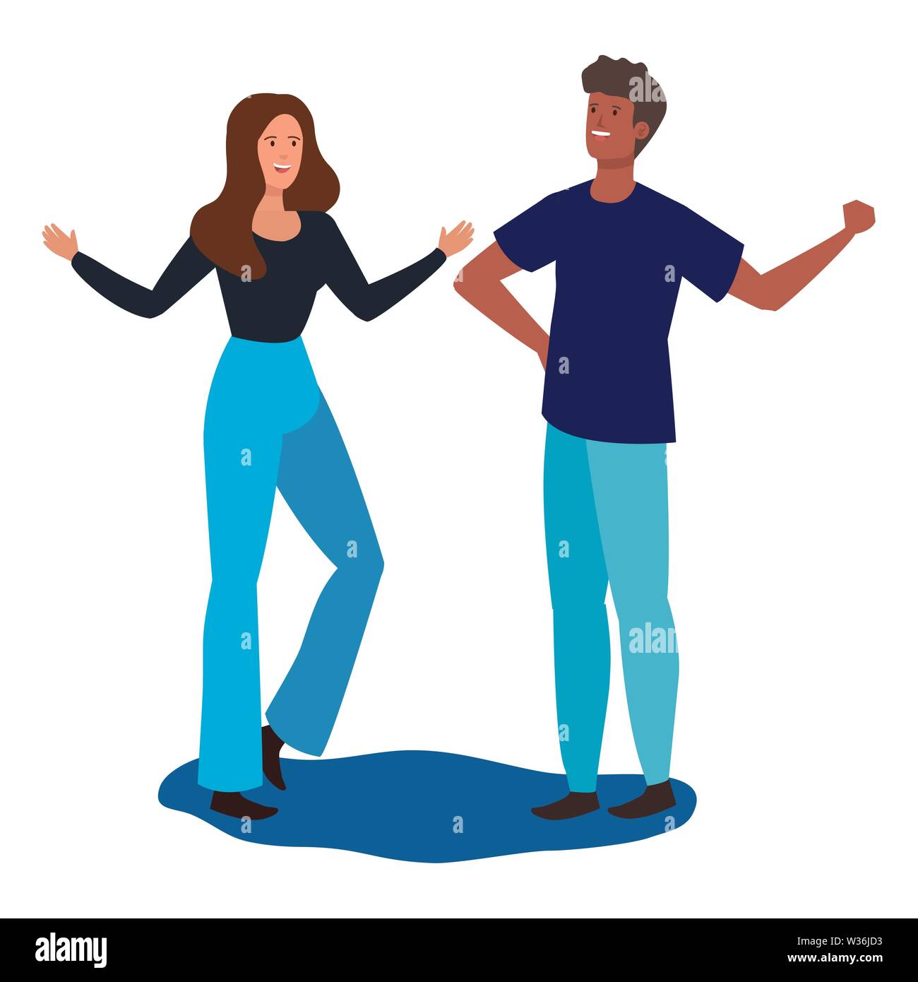 interracial lovers couple celebrating characters Stock Vector Image ...