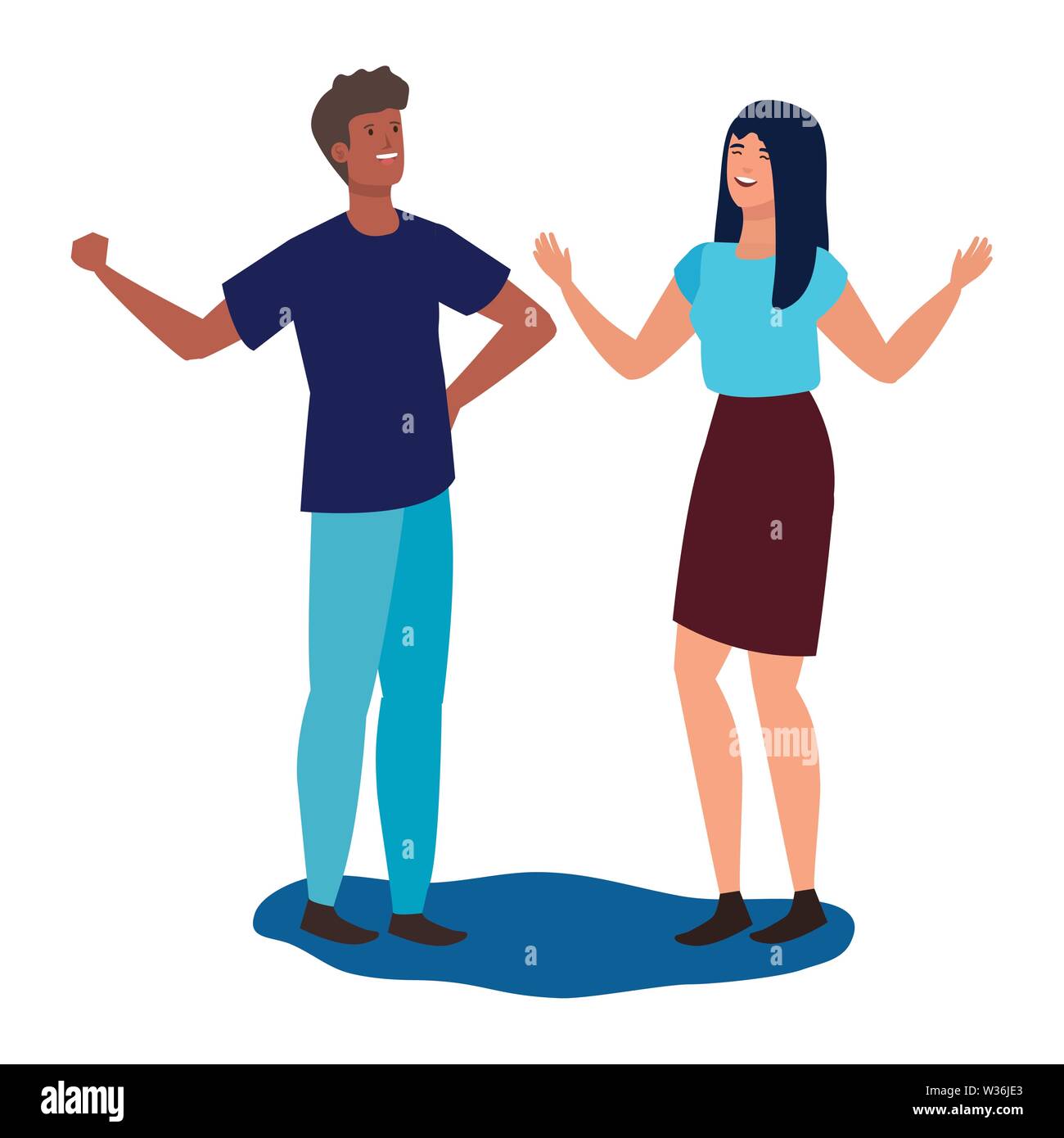 interracial lovers couple celebrating characters Stock Vector Image ...