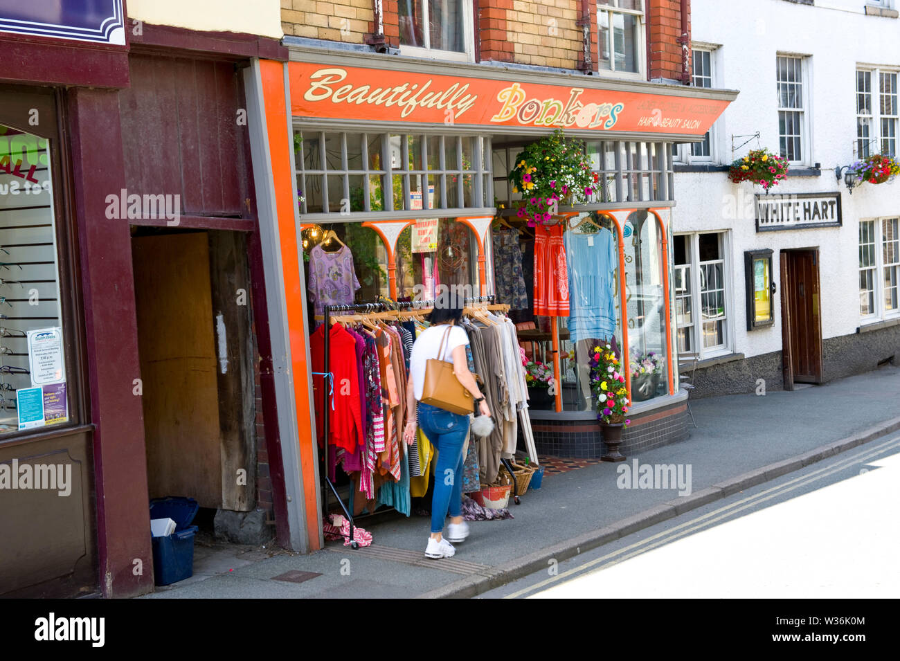 Beautifully Bonkers ladies shop in the town centre at Builth Wells Powys Wales UK Stock Photo