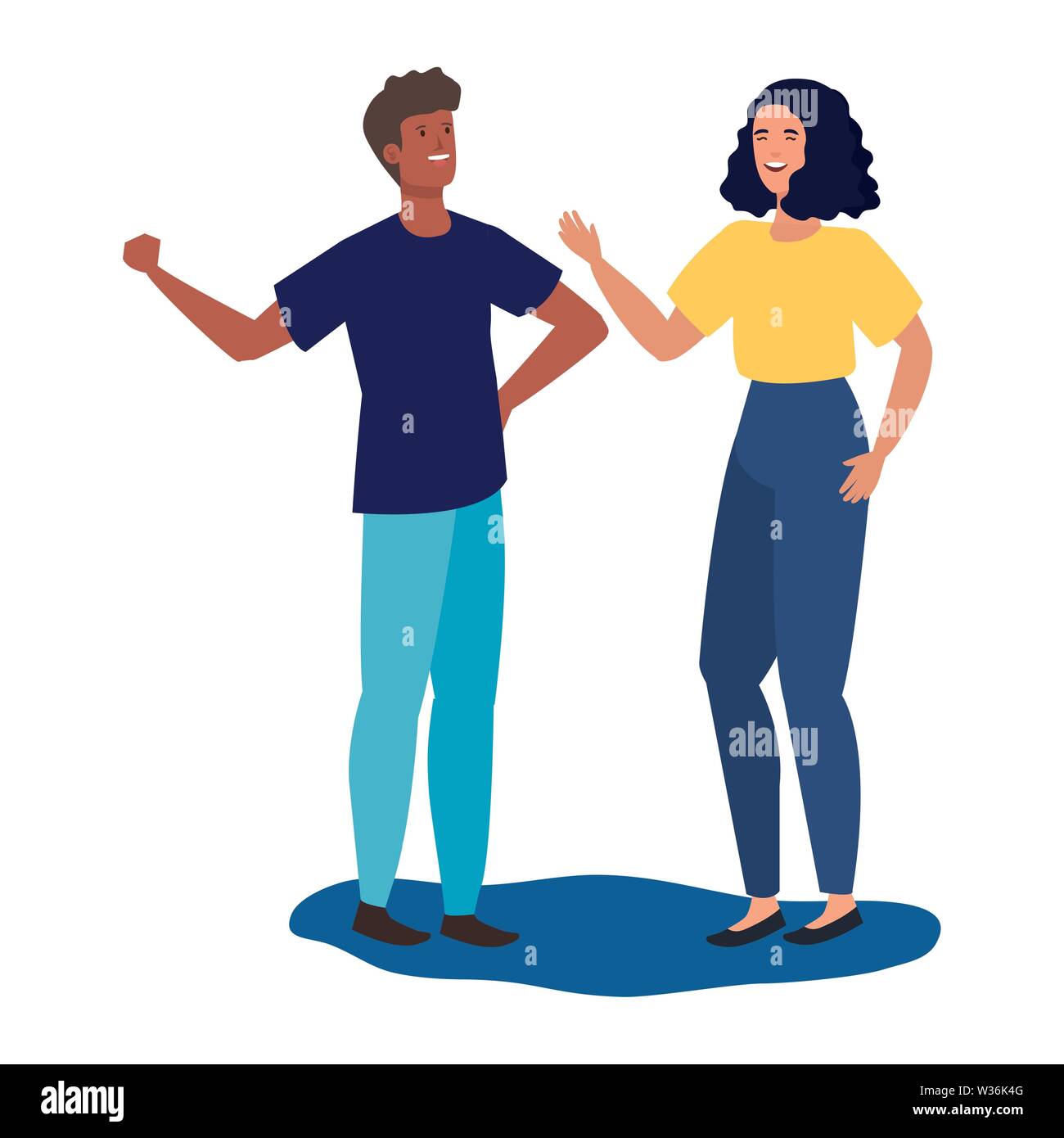 interracial lovers couple celebrating characters Stock Vector Image ...