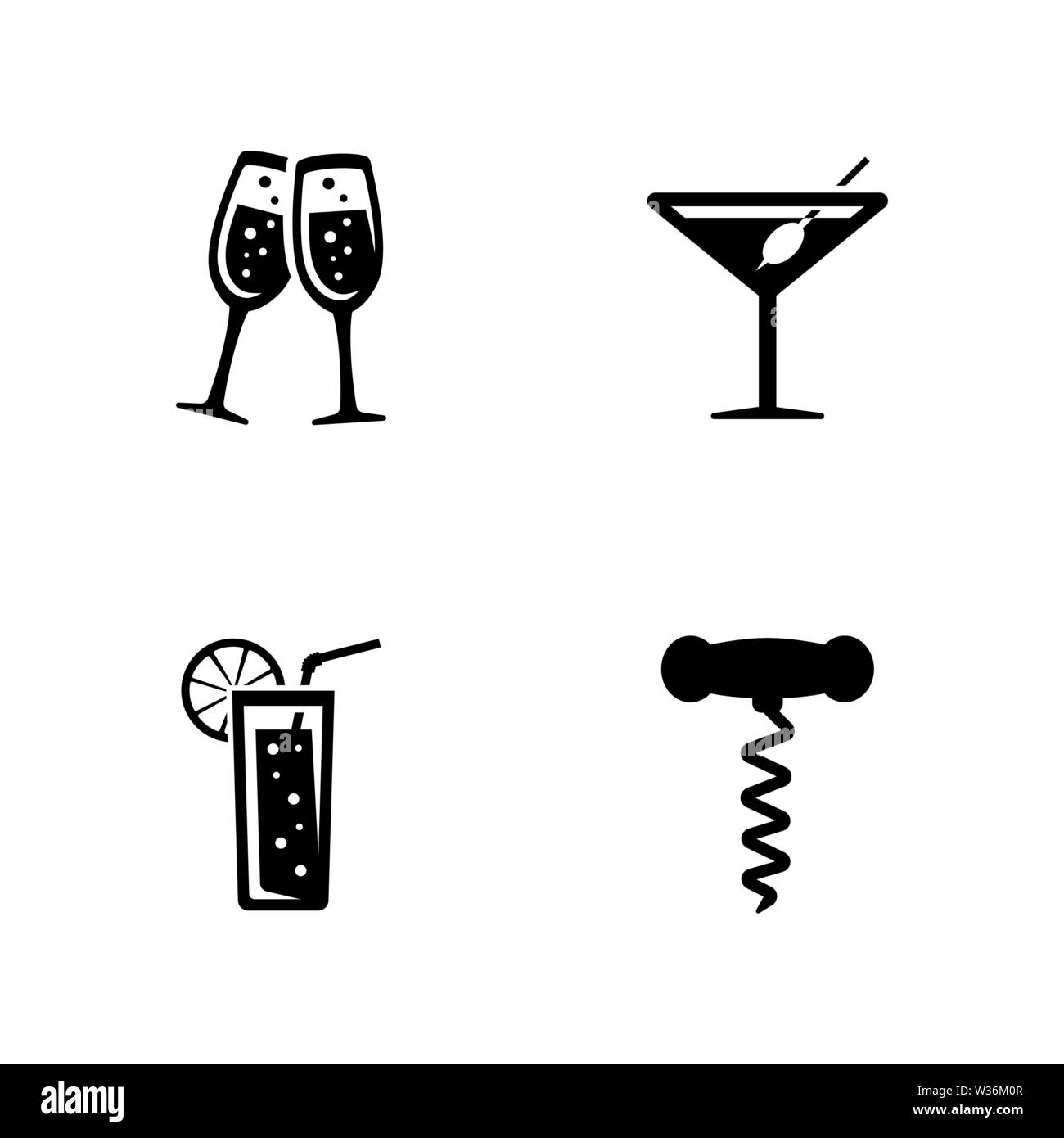 Drink alcohol. Simple Related Vector Icons Set for Video, Mobile Apps, Web Sites, Print Projects and Your Design. Black Flat Illustration on White Bac Stock Vector