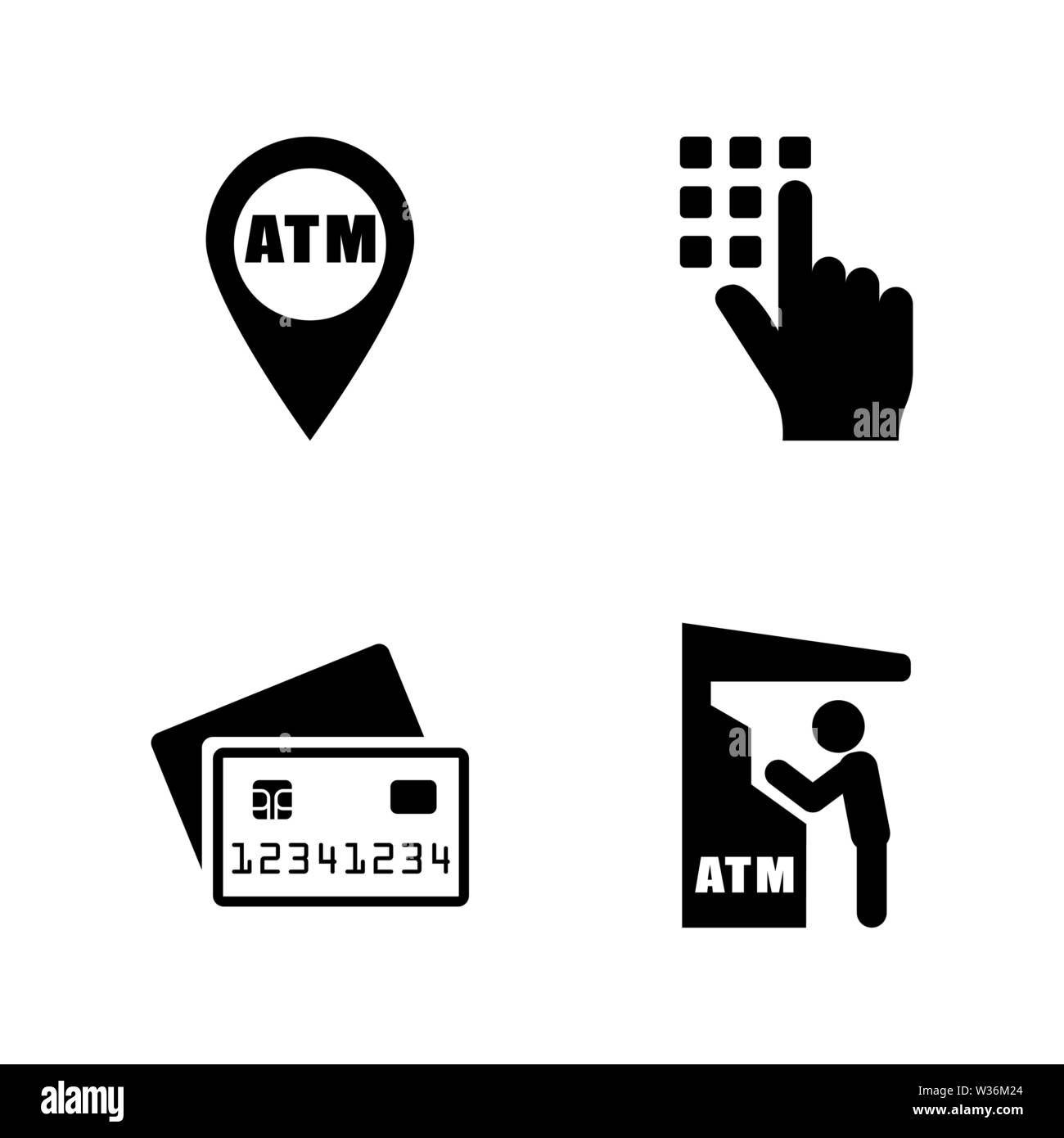 Cash machine. Simple Related Vector Icons Set for Video, Mobile Apps, Web Sites, Print Projects and Your Design. Black Flat Illustration on White Back Stock Vector