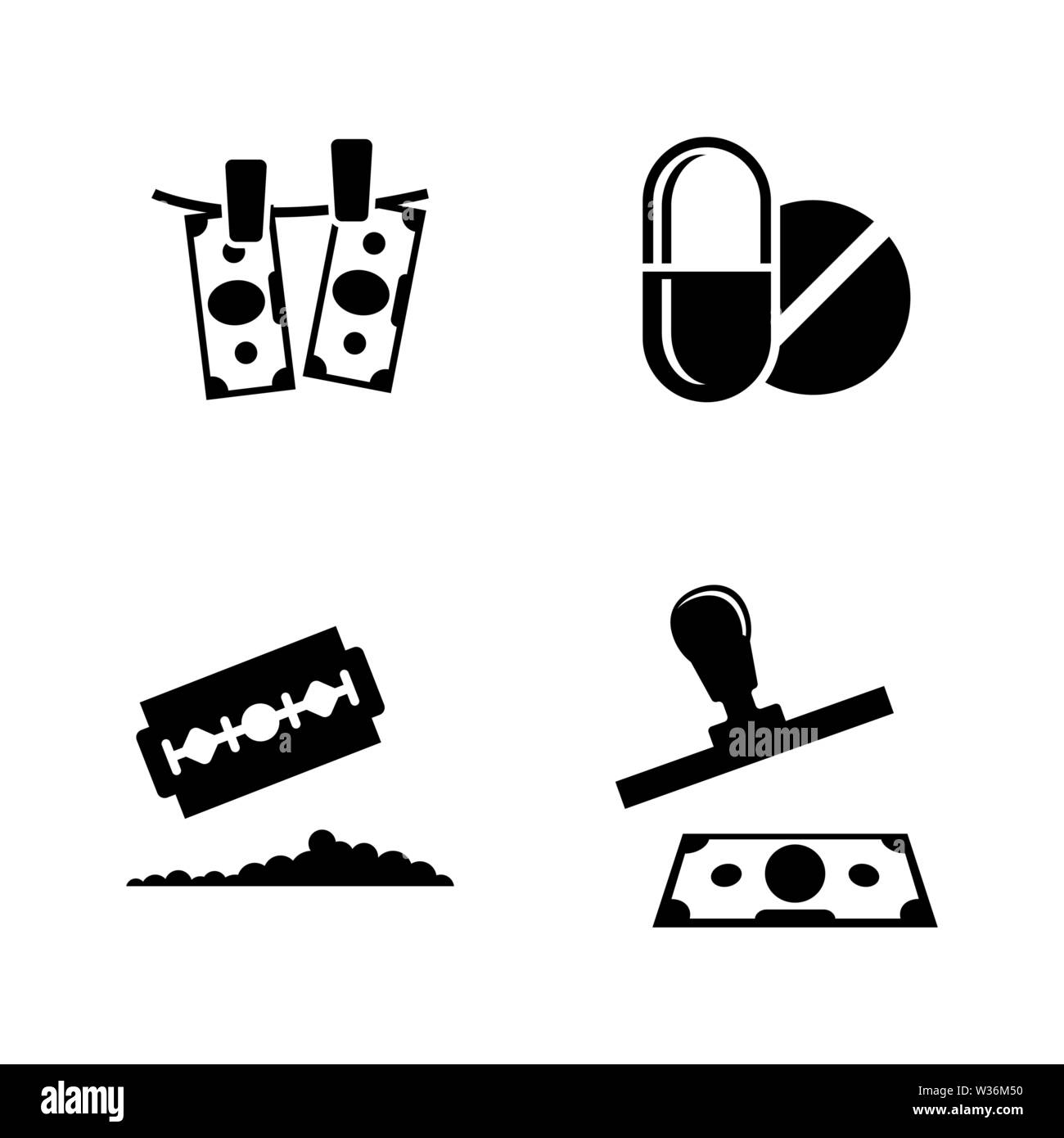 Criminal Business Drug Trafficking. Simple Related Vector Icons Set for Video, Mobile Apps, Web Sites, Print Projects and You Design. Criminal Busines Stock Vector