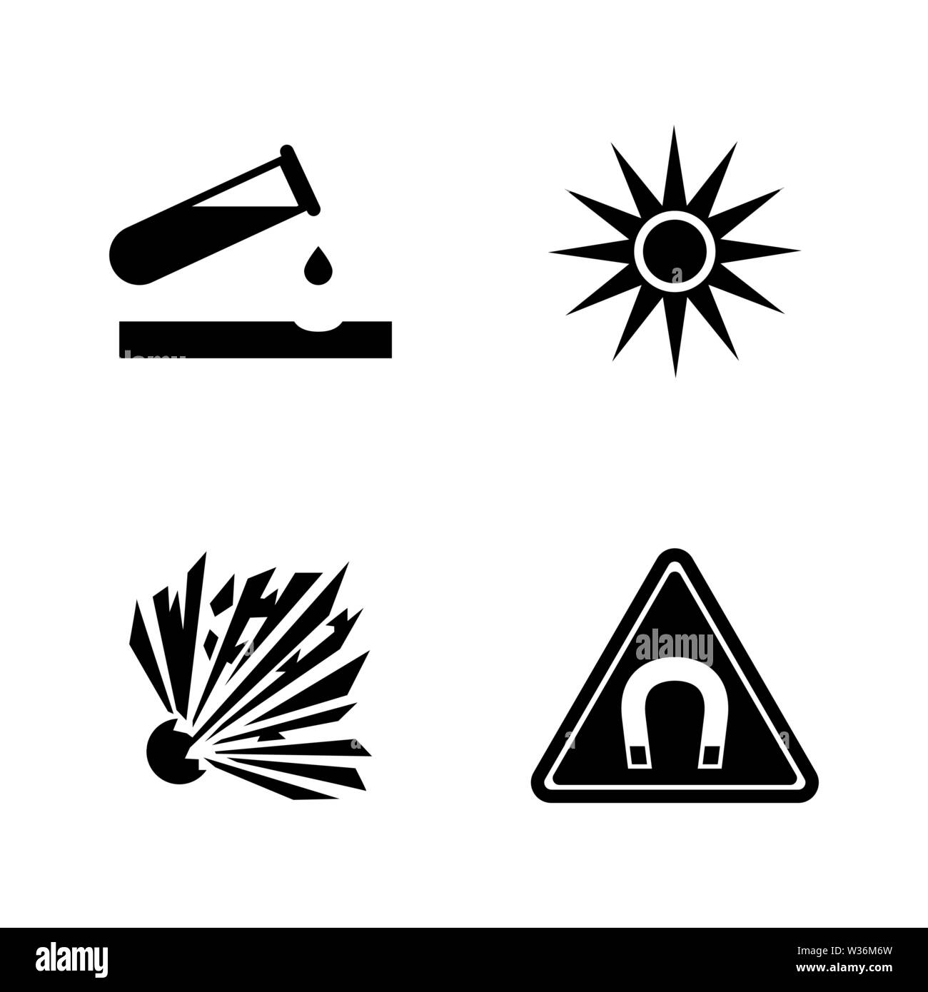 Danger, Attention, Hazard. Simple Related Vector Icons Set for Video, Mobile Apps, Web Sites, Print Projects and Your Design. Danger, Attention, Hazar Stock Vector