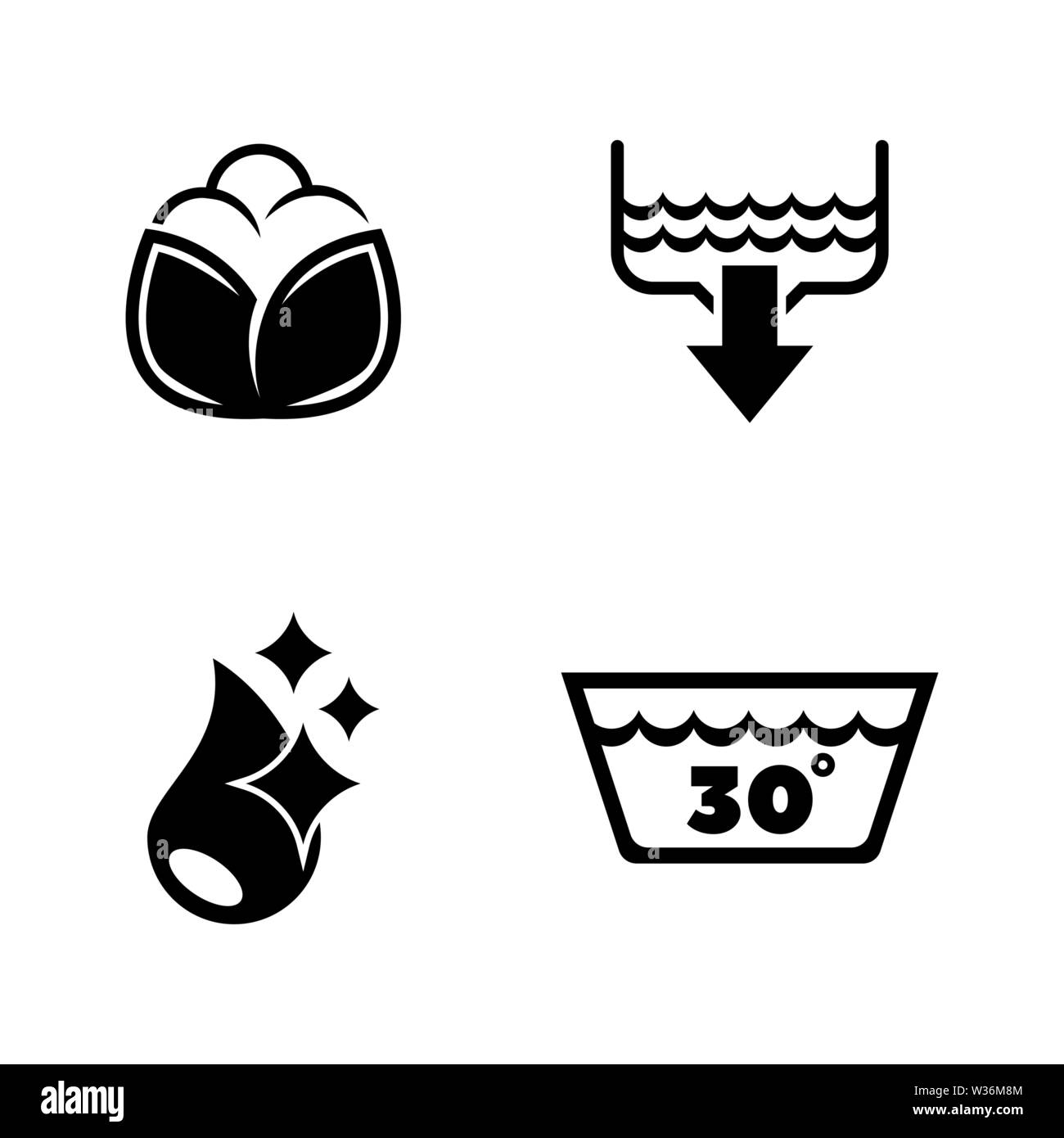 Clothing Care, Laundry Washing. Simple Related Vector Icons Set for Video, Mobile Apps, Web Sites, Print Projects and Your Design. Care Laundry Washin Stock Vector