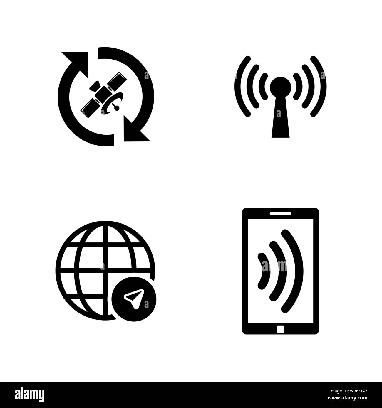 Satelite Navigation, Connection. Simple Related Vector Icons Set for Video, Mobile Apps, Web Sites, Print Projects and Your Design. Satelite Navigatio Stock Vector