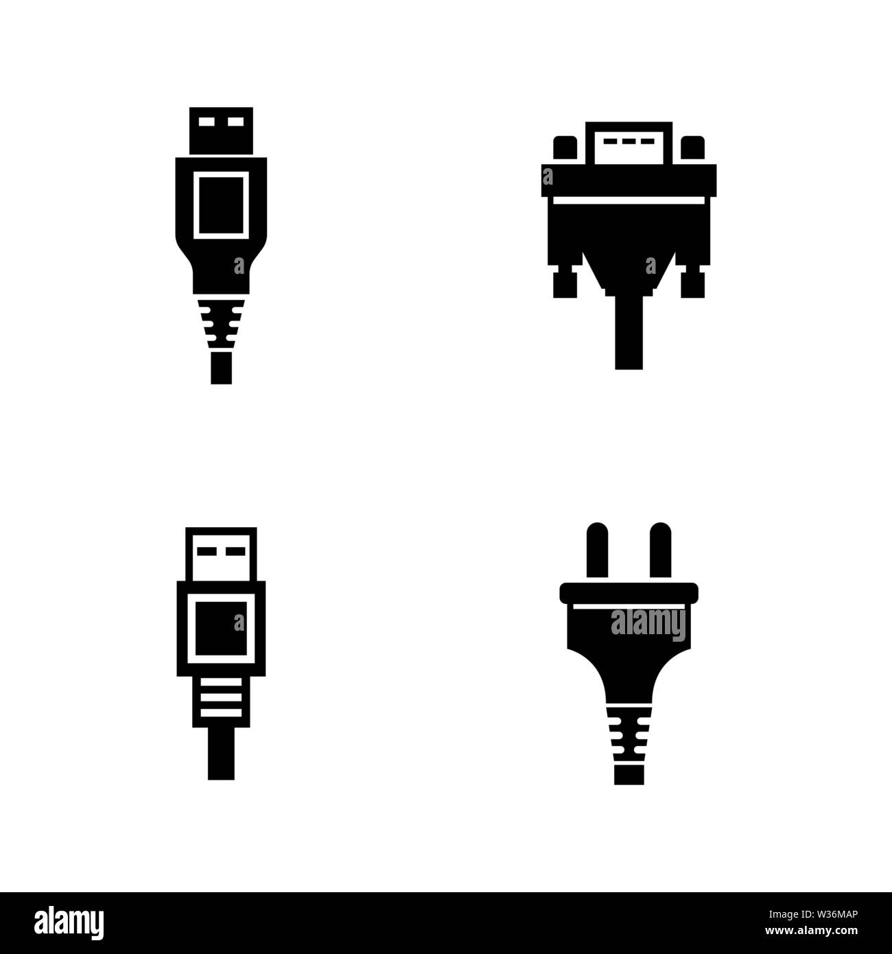PC Plug, Digital Connector. Simple Related Vector Icons Set for Video, Mobile Apps, Web Sites, Print Projects and Your Design. PC Plug, Connector icon Stock Vector