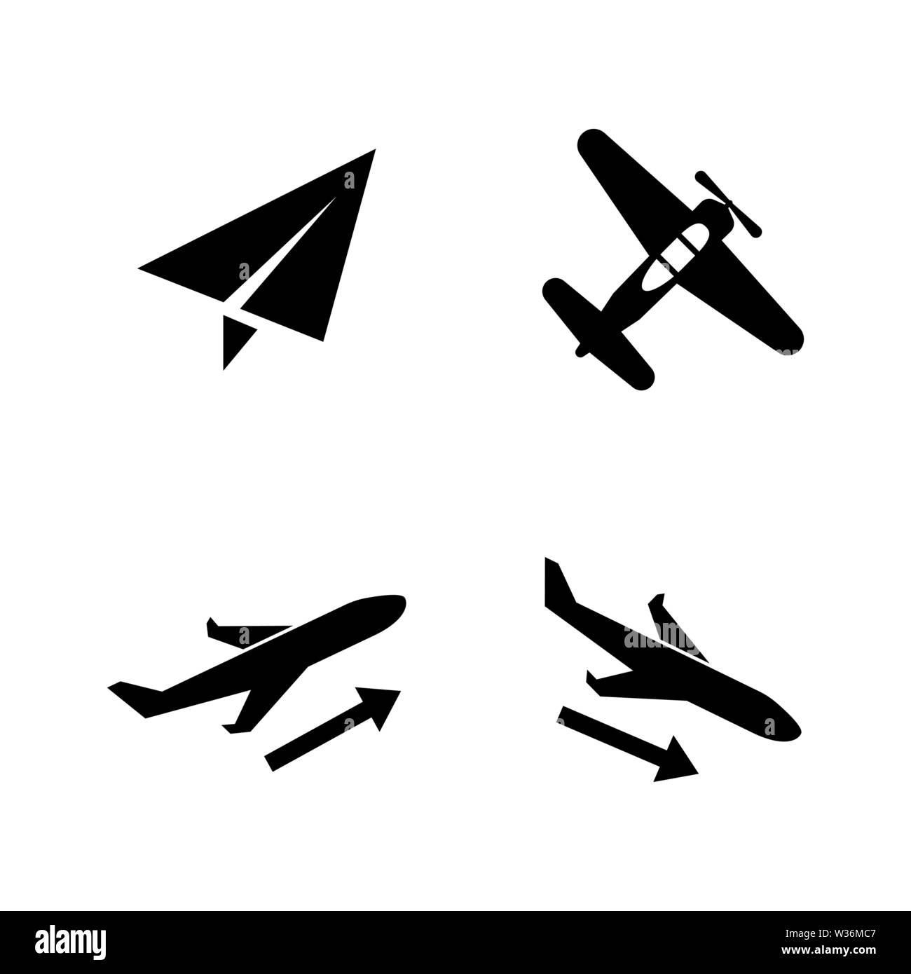 Plane, Aircraft, Airplane. Simple Related Vector Icons Set for Video, Mobile Apps, Web Sites, Print Projects and Your Design. Plane, Aircraft, Airplan Stock Vector