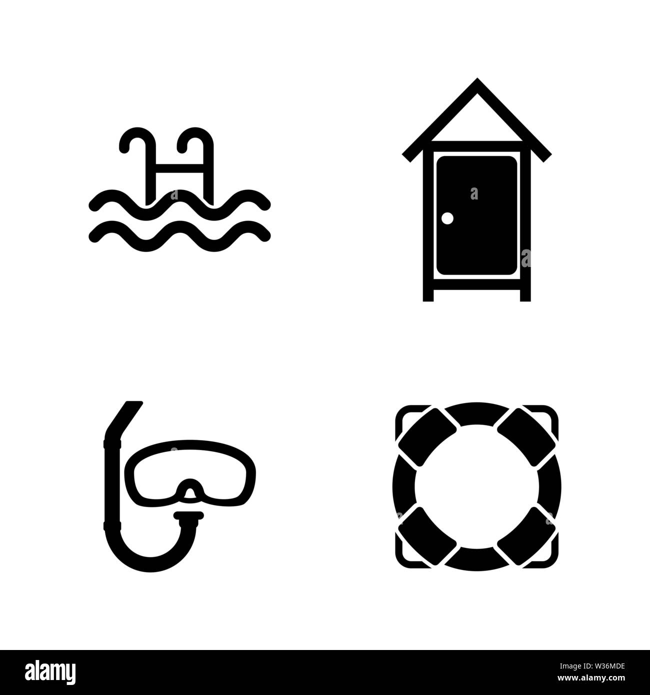 Water Pool, Swimming. Simple Related Vector Icons Set for Video, Mobile Apps, Web Sites, Print Projects and Your Design. Water Pool, Swimming icon Bla Stock Vector