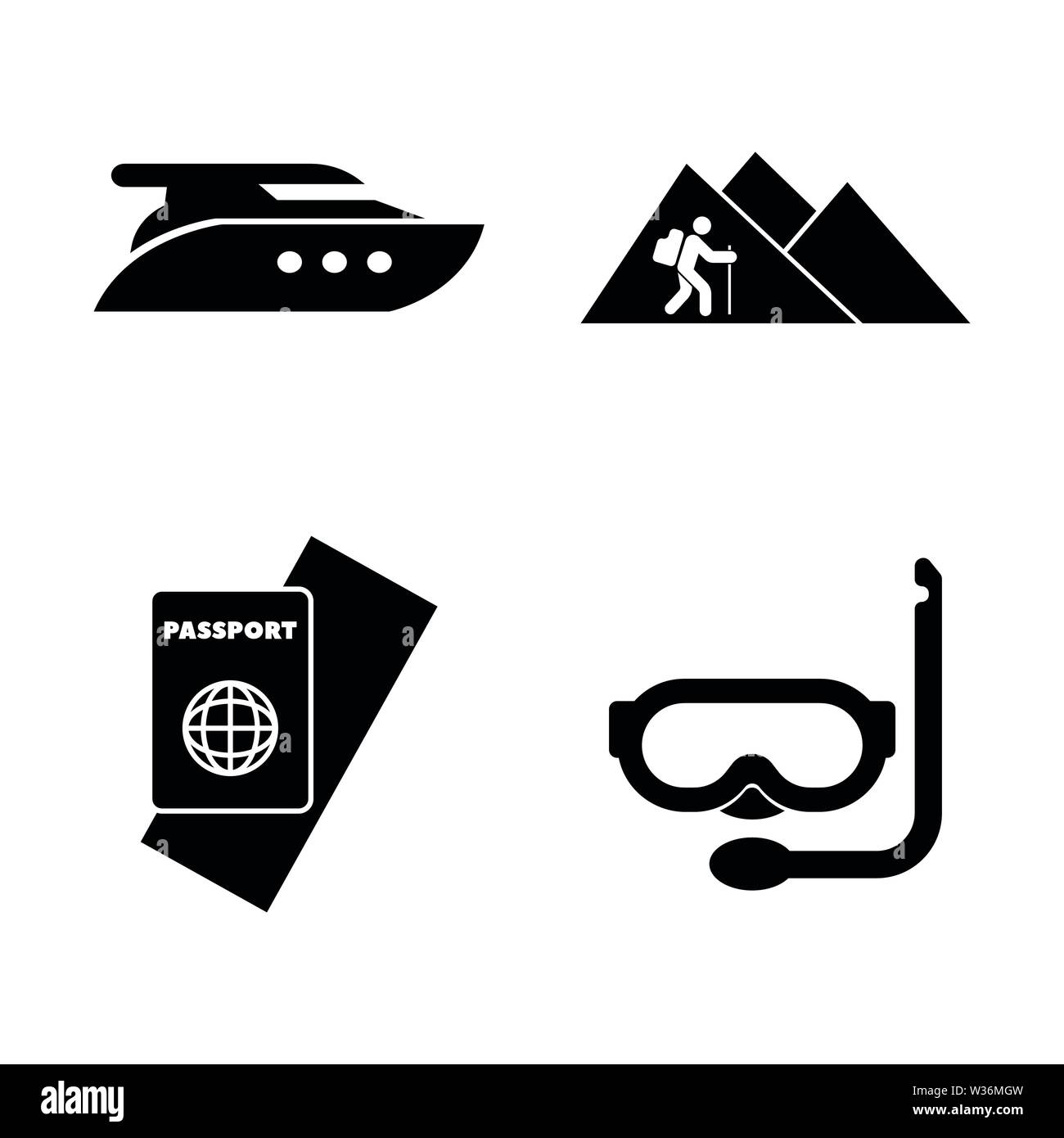 Adventure, Vacation, Trip. Simple Related Vector Icons Set for Video, Mobile Apps, Web Sites, Print Projects and Your Design. Adventure, Vacation, Tri Stock Vector