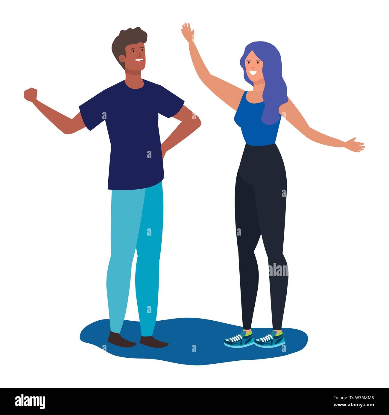 interracial lovers couple celebrating characters Stock Vector Image ...