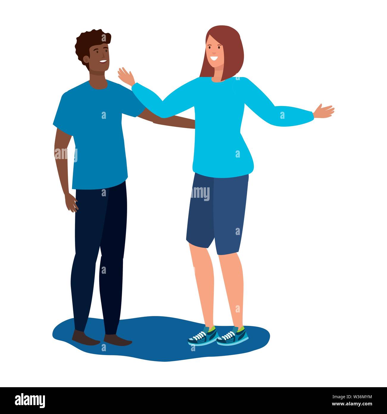interracial lovers couple celebrating characters Stock Vector Image ...