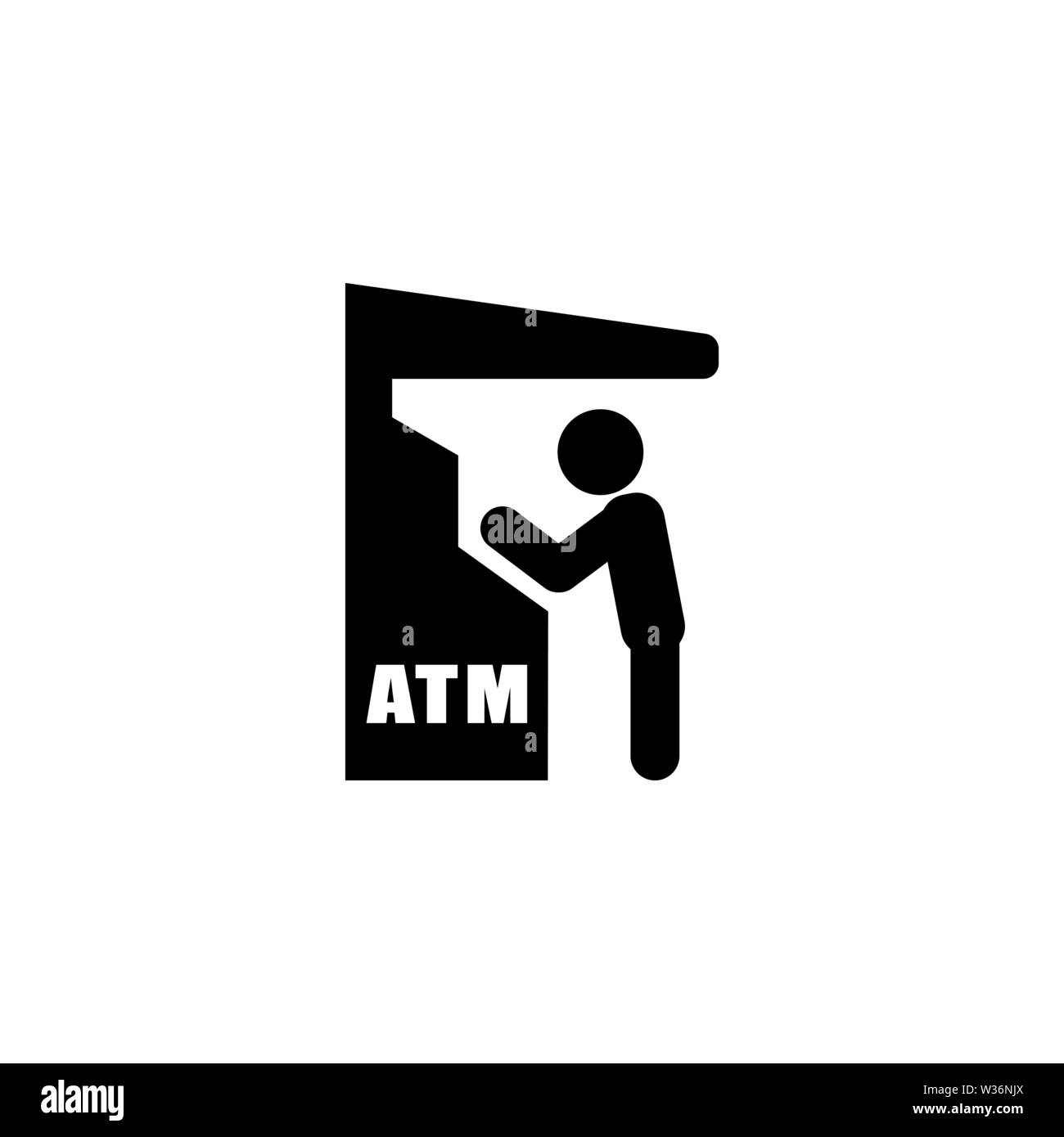 Atm and Man vector icon. Simple flat symbol on white background Stock ...