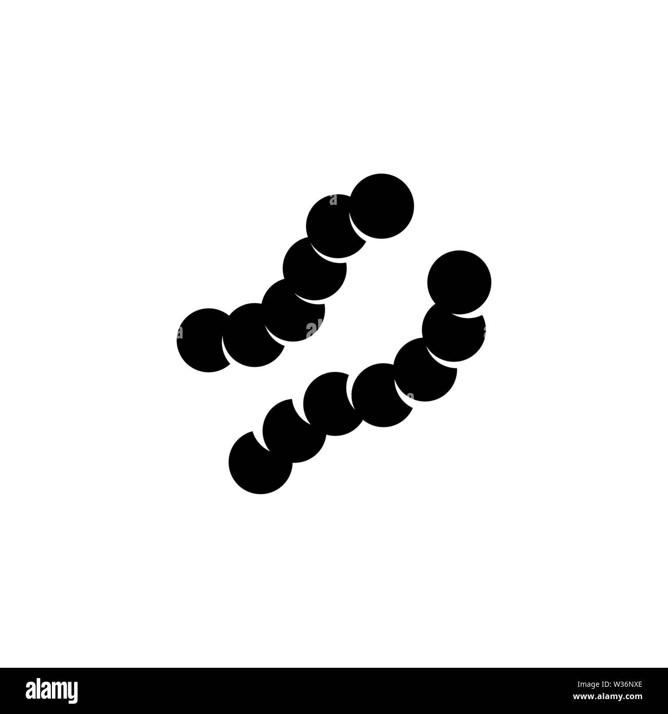 Intestinal Parasite Worms. Flat Vector Icon. Simple black symbol on white background Stock Vector