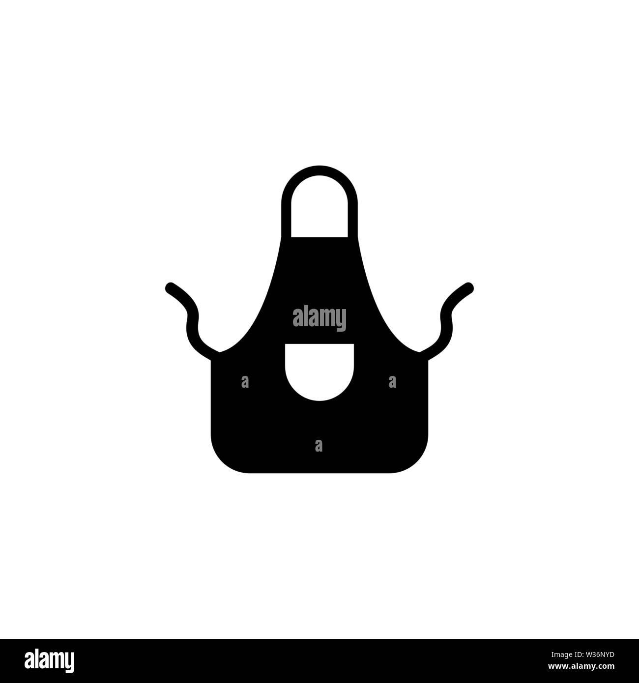 Kitchen Apron Protective Garment. Flat Vector Icon. Simple black symbol on white background Stock Vector