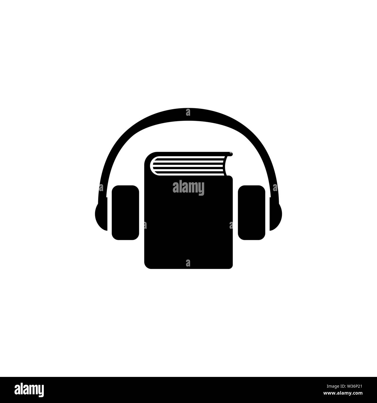Audio Guide. Flat Vector Icon. Simple black symbol on white background Stock Vector