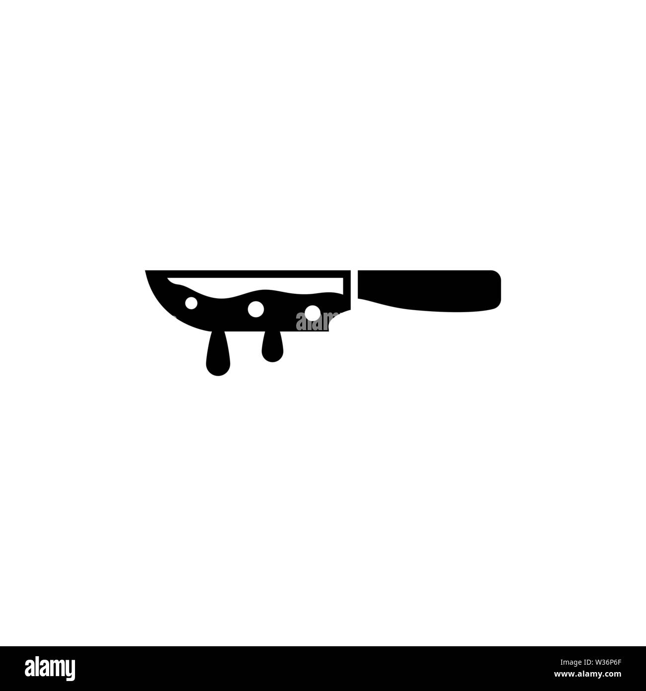 Bloody Knife. Flat Vector Icon. Simple black symbol on white background