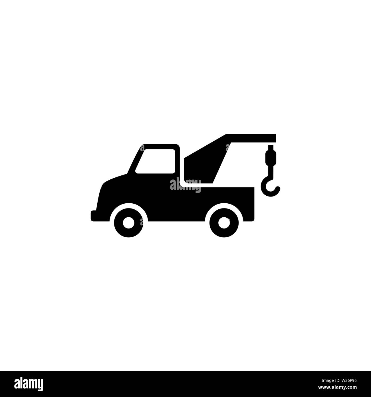 Evacuator. Flat Vector Icon. Simple black symbol on white background Stock Vector