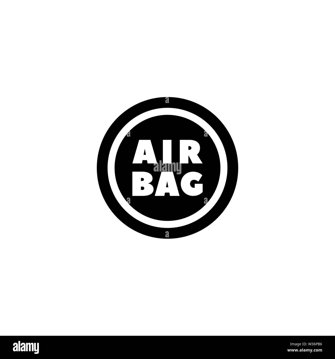 Steering Airbag. Flat Vector Icon. Simple black symbol on white background Stock Vector
