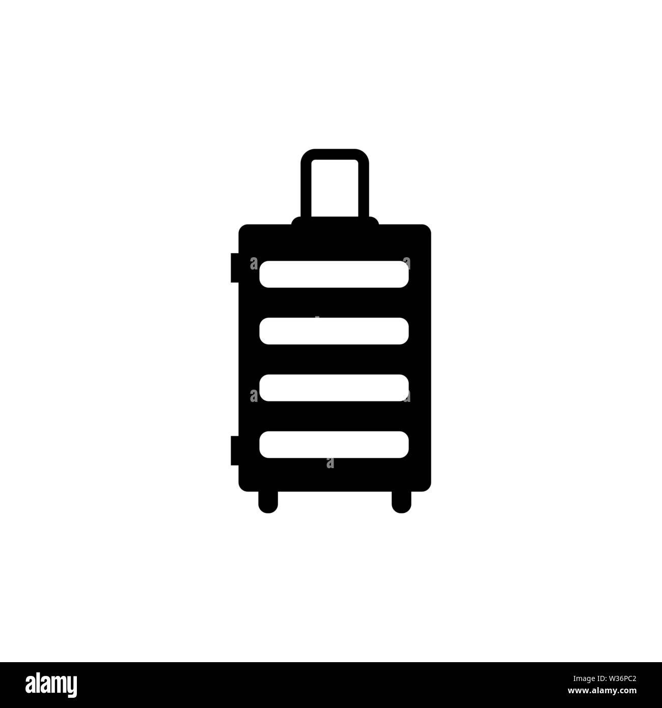 Travel Bag. Trip Handbag. Flat Vector Icon. Simple black symbol on