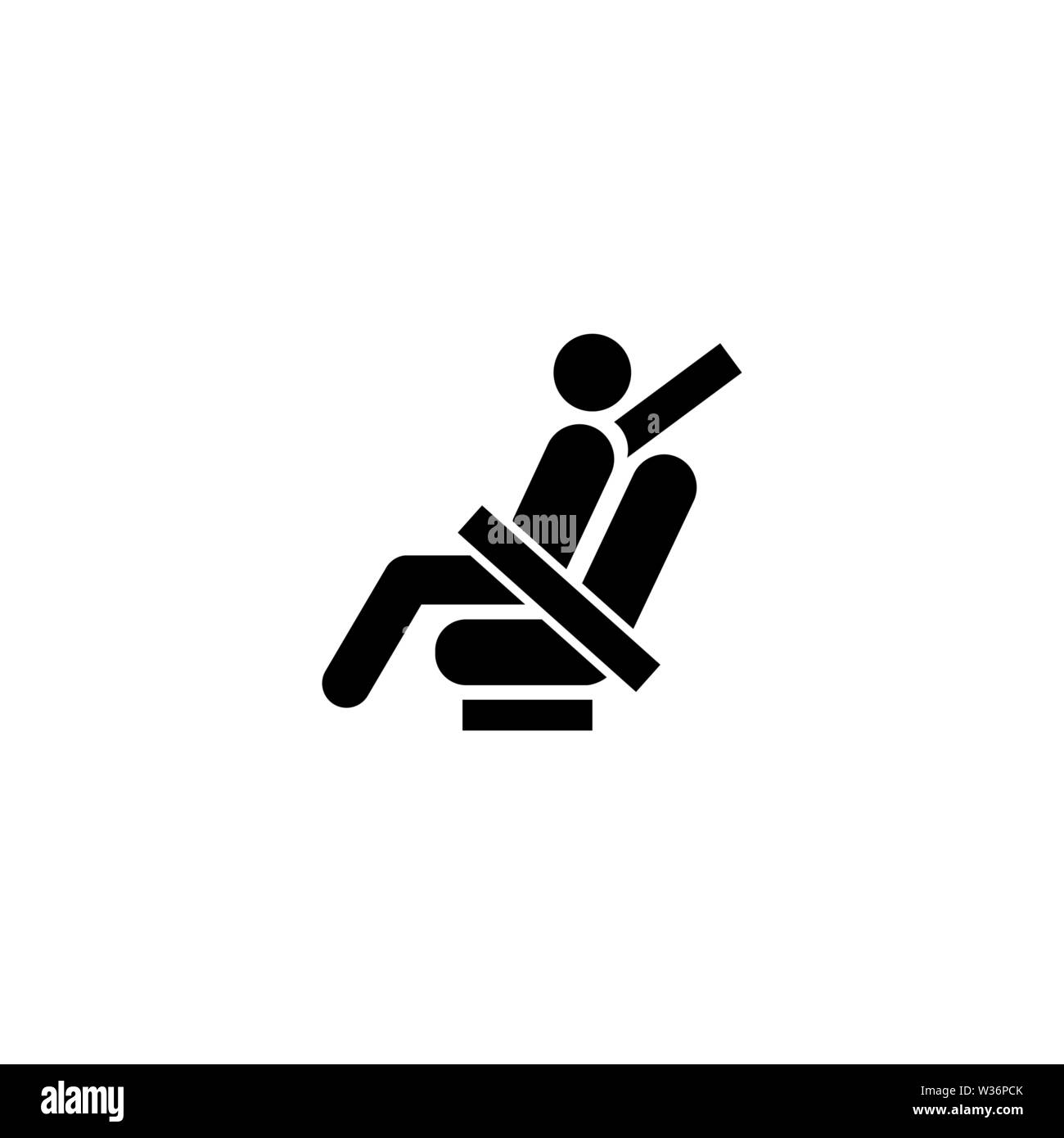 Fasten Seat Belt. Flat Vector Icon. Simple black symbol on white background Stock Vector