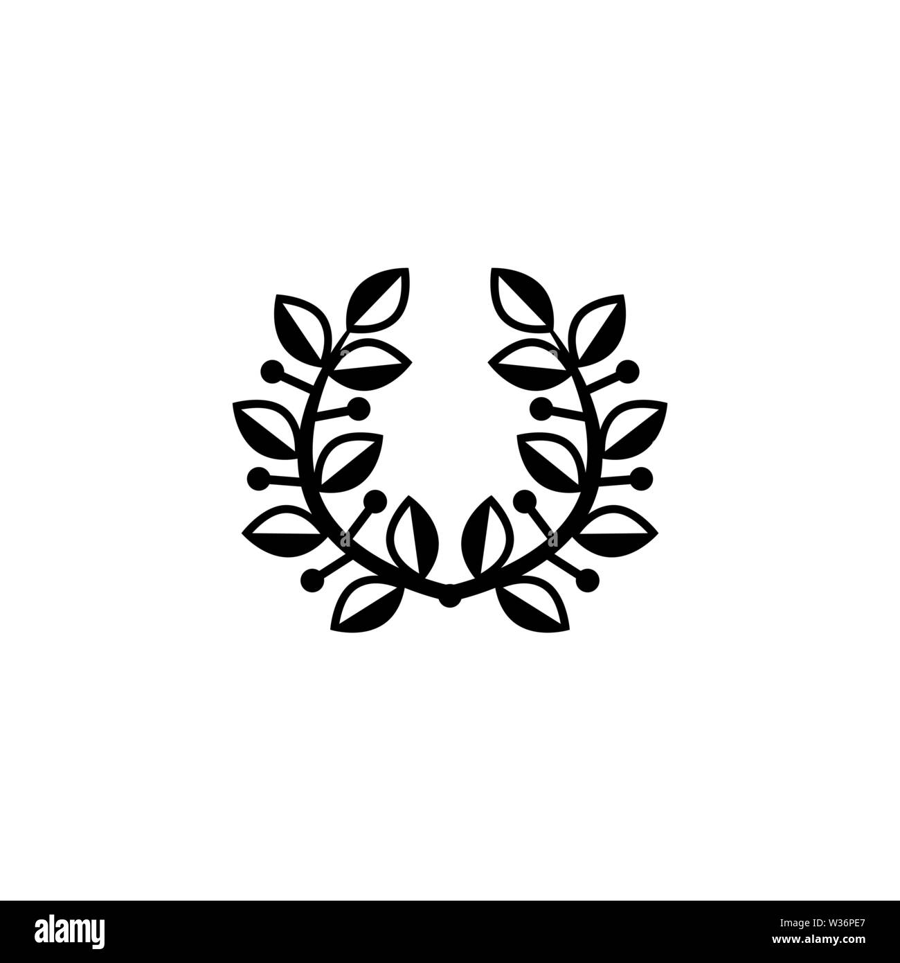 Victory Laurel Wreath. Flat Vector Icon. Simple black symbol on white ...