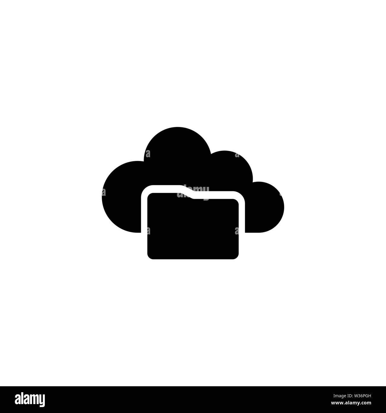 Cloud Folder. Flat Vector Icon. Simple black symbol on white background Stock Vector