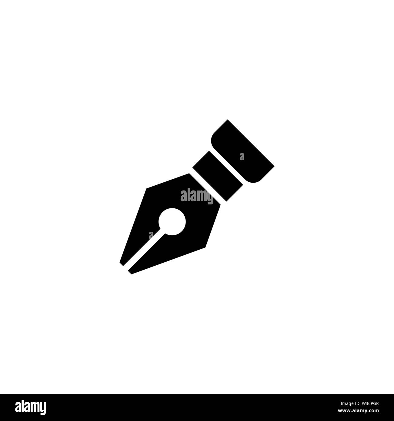 Fountain Pen Nib. Flat Vector Icon. Simple black symbol on white
