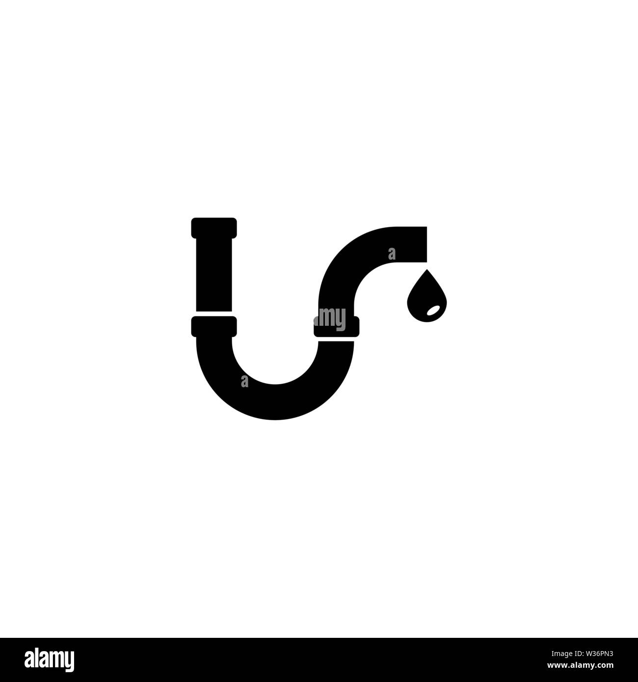 Pipe Bend. Flat Vector Icon. Simple black symbol on white background Stock Vector