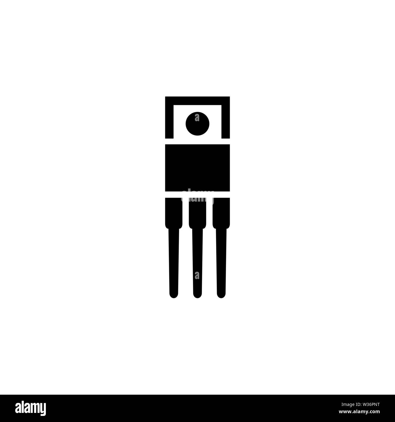 Resistor, Ceramic Electrolytic Capacitors, Fuse, Microcontroller, Transistor. Flat Vector Icon. Simple black symbol on white background Stock Vector