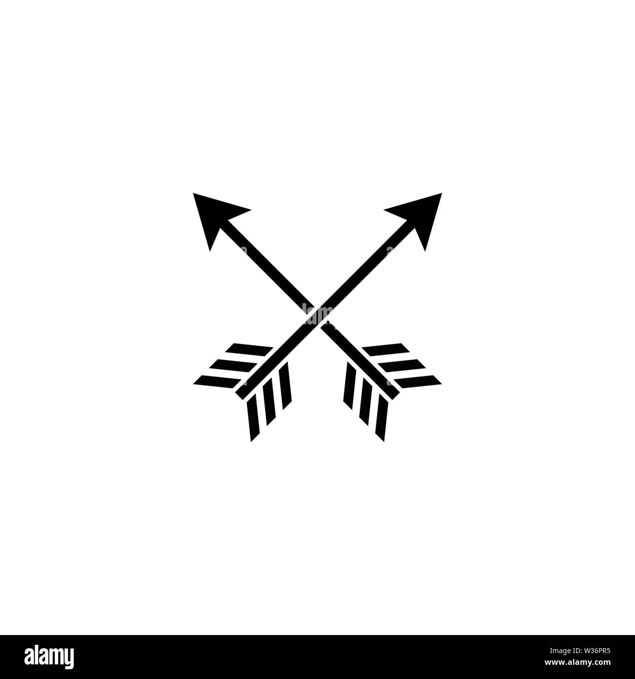 Cross Arrows. Flat Vector Icon. Simple black symbol on white background
