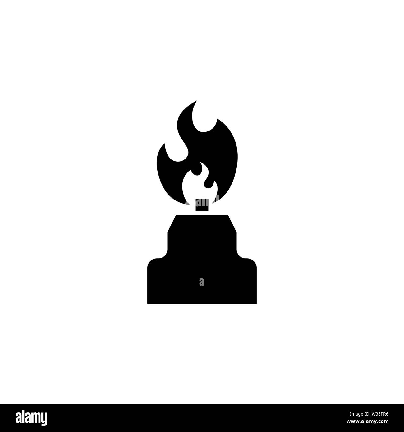 Camping Gas Stove. Flat Vector Icon. Simple black symbol on white background Stock Vector