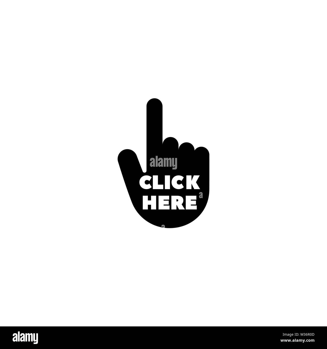 Hand Click. Flat Vector Icon illustration. Simple black symbol on white ...