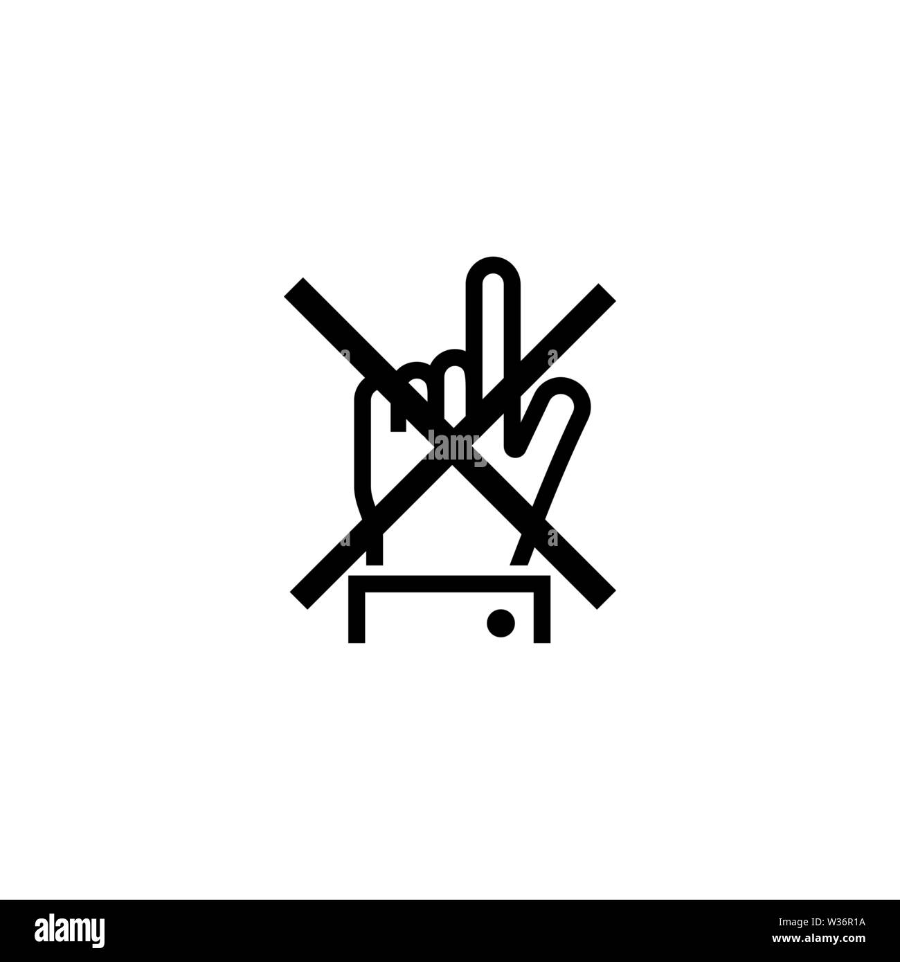 Do Not Touch Finger. Flat Vector Icon illustration. Simple black symbol on white background. Do