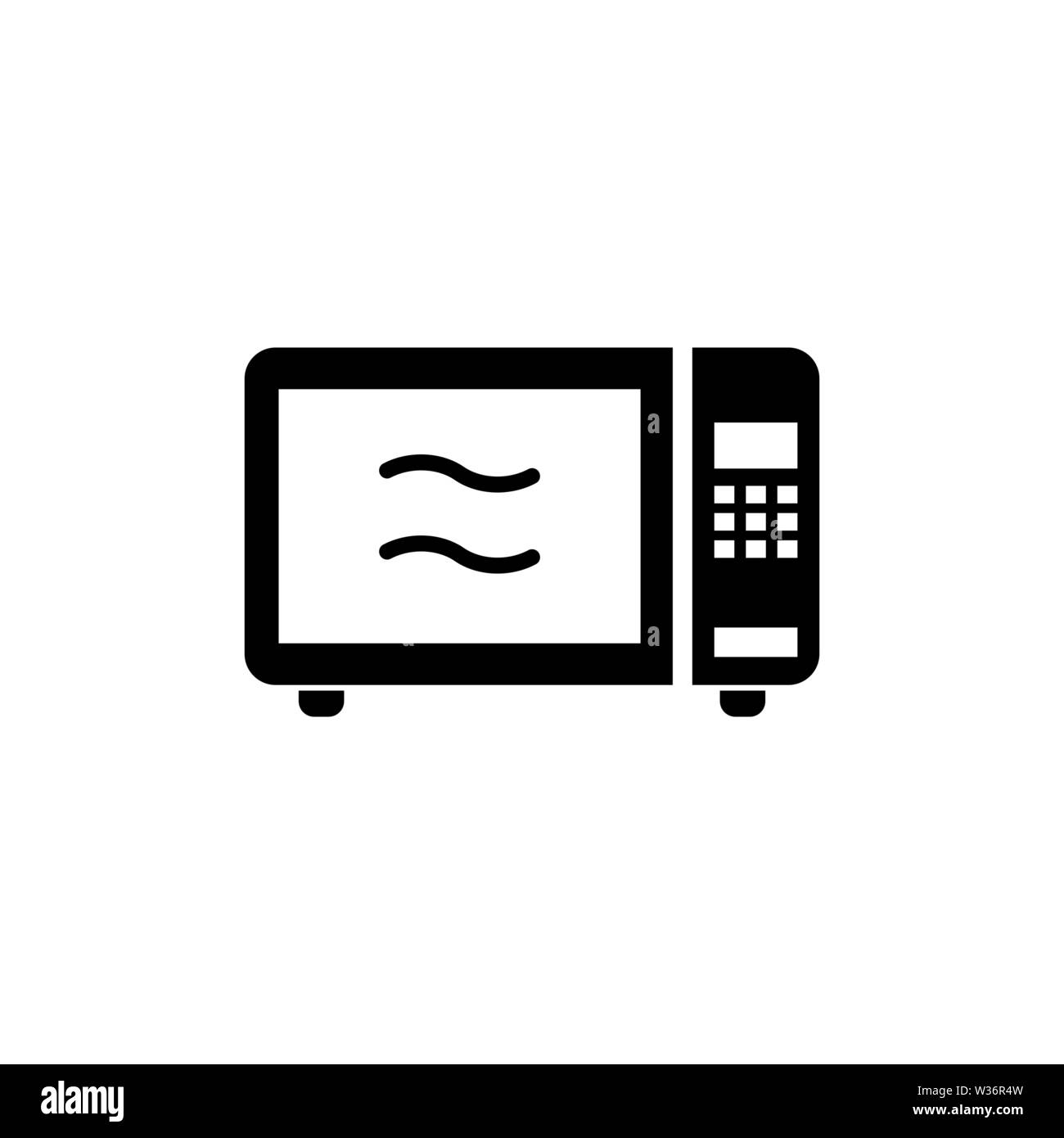 Microwave Oven. Flat Vector Icon illustration. Simple black symbol on