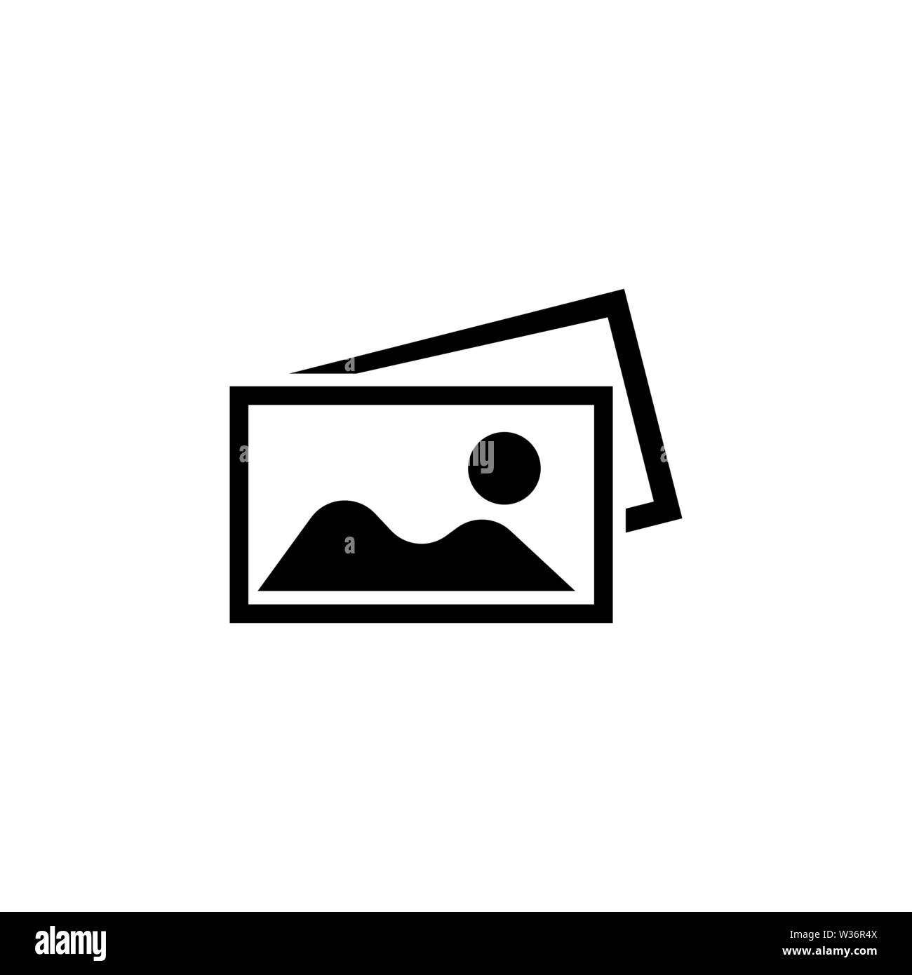 Mountain Picture. Flat Vector Icon illustration. Simple black symbol on white background. Mountain Picture sign design template for web and mobile UI Stock Vector